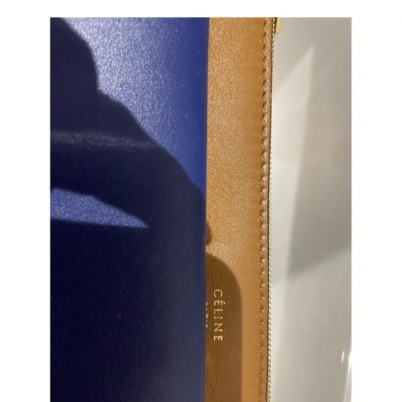 Celine Tan and Blue Shoulder Bag with Gold Chain - Picture 5 of 6